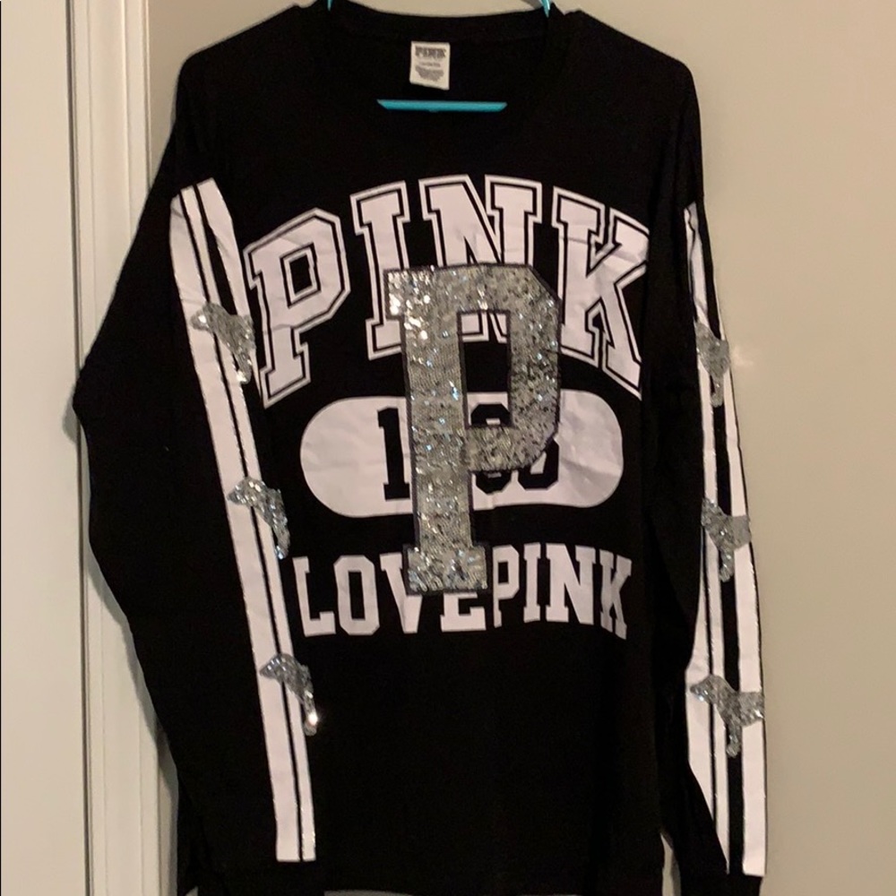 Pink long sleeve bling tee